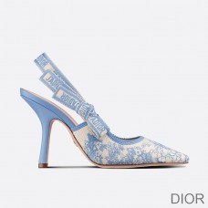 J''Adior Slingback Pumps Women Toile de Jouy Motif Cotton Sky Blue - Christian Dior Outlet
