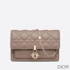Lady Dior Chain Pouch Cannage Lambskin Khaki - Christian Dior Outlet