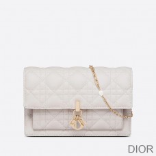 Lady Dior Chain Pouch Cannage Lambskin White - Christian Dior Outlet
