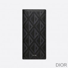 Large Dior Vertical Wallet CD Diamond Motif Canvas Black - Christian Dior Outlet