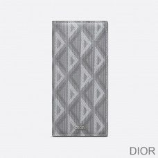 Large Dior Vertical Wallet CD Diamond Motif Canvas Grey - Christian Dior Outlet