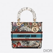 Medium Lady D - lite Bag Constellation Motif Canvas White - Christian Dior Outlet