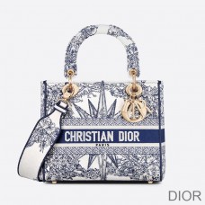 Medium Lady D - lite Bag Reve d''Infini Motif Canvas Blue - Christian Dior Outlet