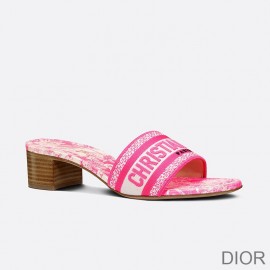 Dior Dway Heeled Slides Women Toile De Jouy Motif Canvas Rose - Christian Dior Outlet