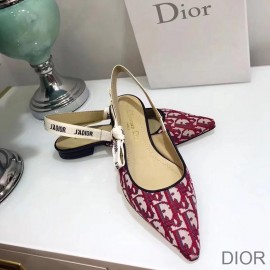 J''Adior Slingback Ballerina Flats Women Oblique Motif Canvas Burgundy - Christian Dior Outlet