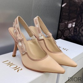 J''Adior Slingback Pumps Women Satin and Cotton Khaki - Christian Dior Outlet